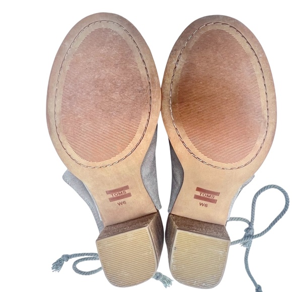 TOMS Women's Elba Desert Taupe Peep Toe Mule Heel Lace Ankle Shootie size 6 - Picture 13 of 15
